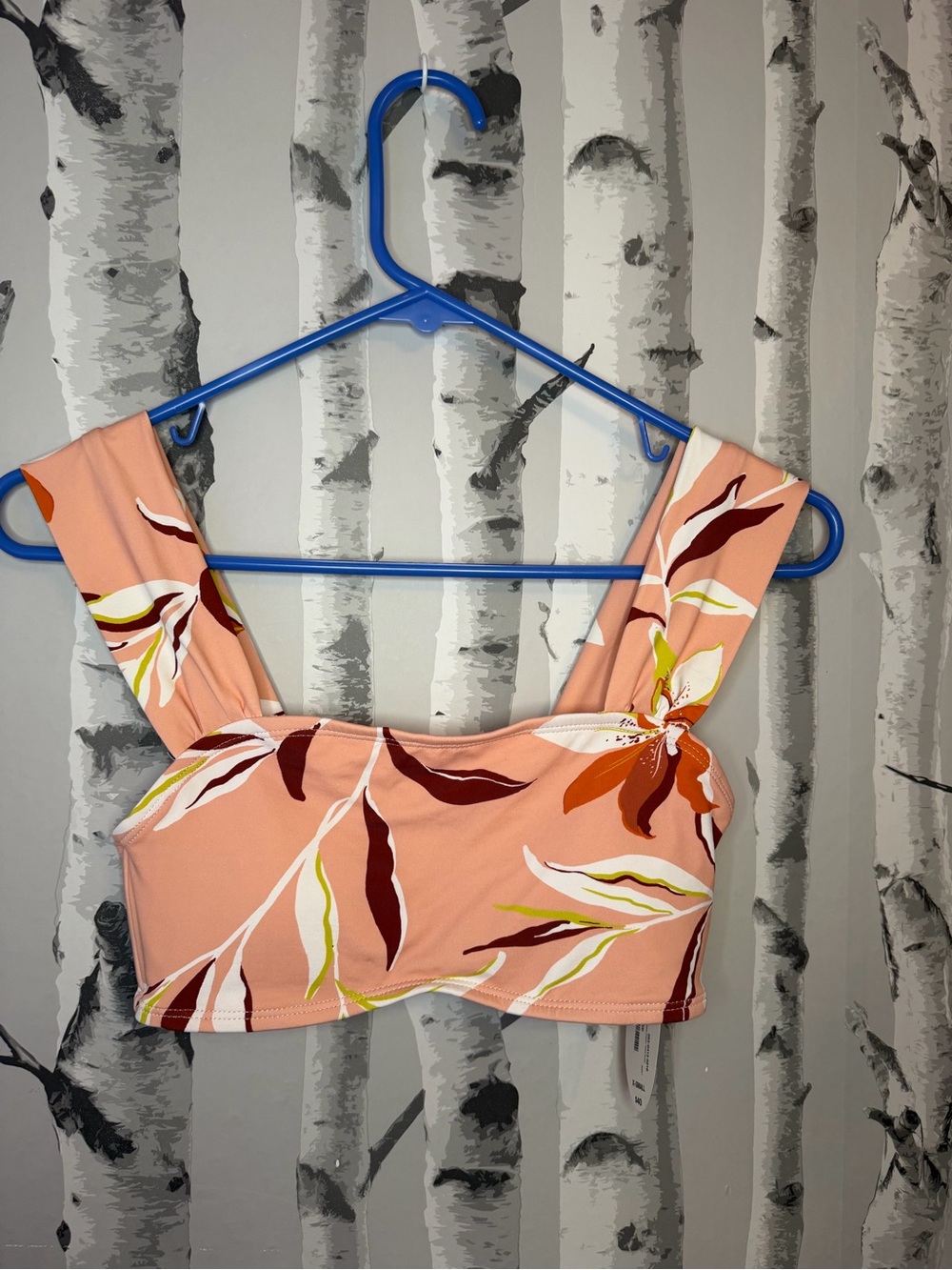 Peach Floral Square-Neck Bikini Top - Women